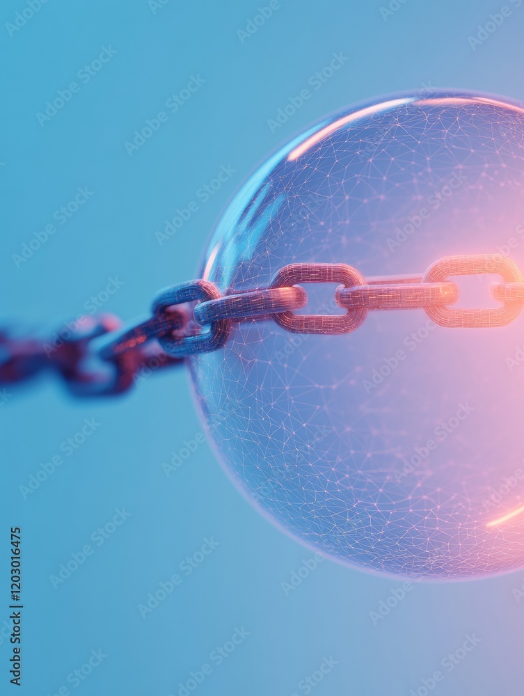 Poster cyber aesthetic globe with digital chains futuristic concept for global internet freedom and anti-ce