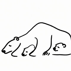 Fototapeta premium Polar Bear Family Trio Ai Generated Illustration.