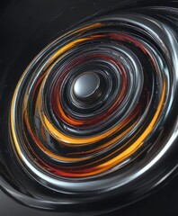 Chrome liquid movement in a spiral pattern within a dark abstract background , gradient, futuristic, abstract
