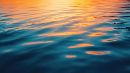 Sunset Reflections On Gently Rippling Water Surface