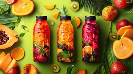 Three Bottles of Refreshing Fruit Infused Water