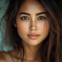 Skinminimalism in Portrait Southeast Asian Woman with Natural Glow - Enhancing Beauty Marketing and Skincare Branding for Modern Cosmetic Campaigns