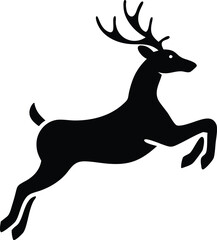 Elegant Deer Silhouette Vector Illustration in Mid-Leap
