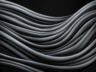 Obraz premium Abstract black and gray wavy lines create dynamic and flowing composition