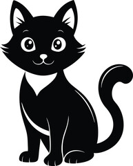 Beautiful animal cartoon cat vector silhouette black color artwork illustration