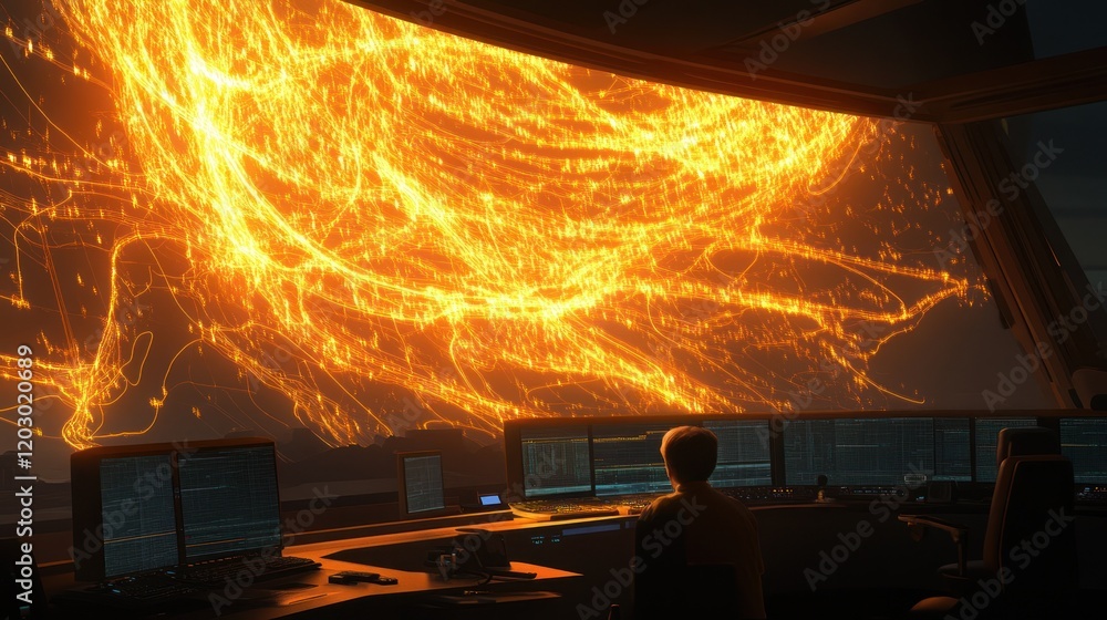 Aufkleber Operator Monitoring Intricate Energy Flow Visualization