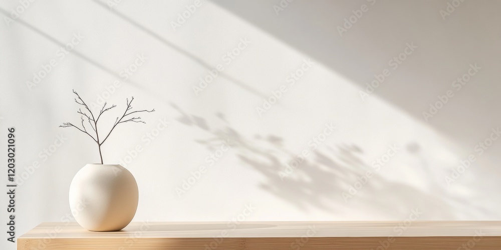 Poster zen home office design bamboo desk with minimalist decor and paper screens - enhancing focus and sim