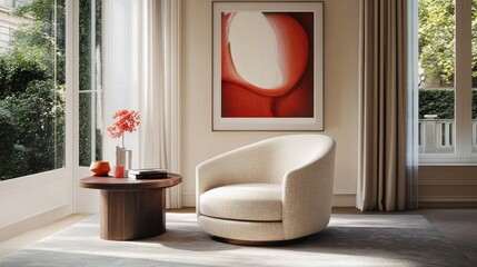 Elegant Swivel Chair in Modern Living Room Setting