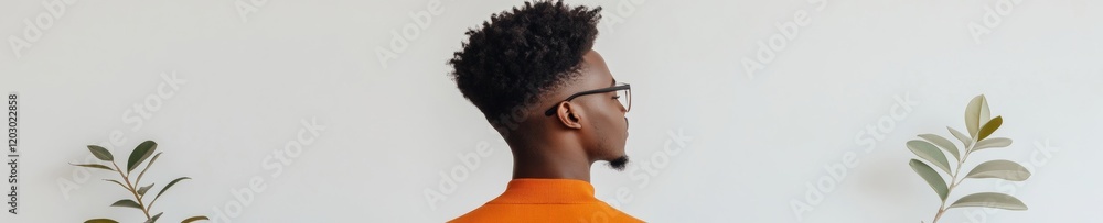 Aufkleber smart casual african entrepreneur in modern biophilic workspace leveraging productivity apps on slee
