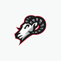 side view of a cool and stylish goat head with horns logo