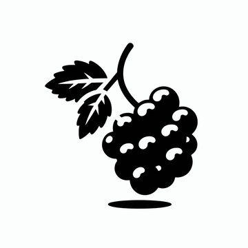 black blackberry fruit with leaves clip art preview