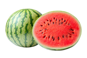 Watermelon whole and slice isolated on transparent background