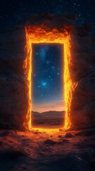Fototapeta premium Fiery Gateway to Interstellar Realms at Night