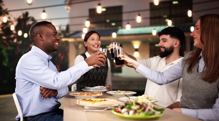 Group Of People And Dinner Party Celebration