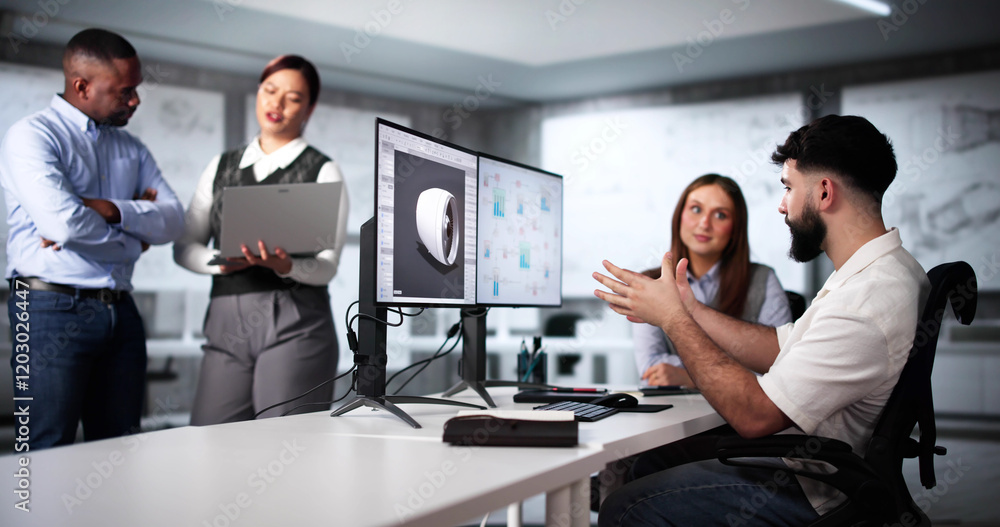 Poster Group Of People Using 3D Design Software