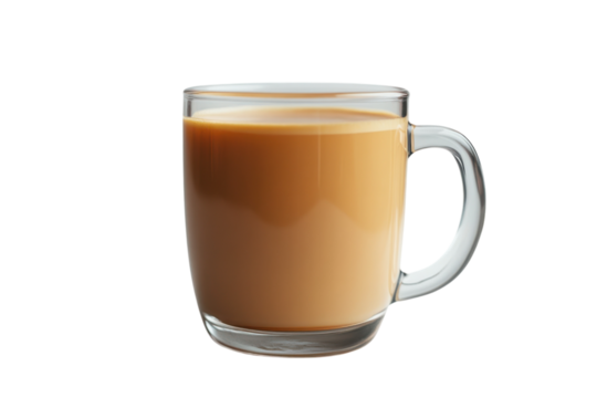 Warm cup of spiced tea served in a clear glass on a minimalist background during a cozy afternoon