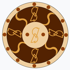 The symbol is in the shape of a circle. Various elements of abstraction are drawn on it.