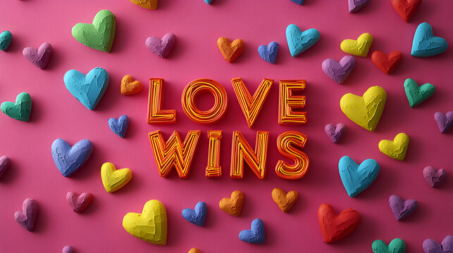 Colorful Valentine's Day Celebration of Love with Whimsical Heart Decorations and Joyful Typography