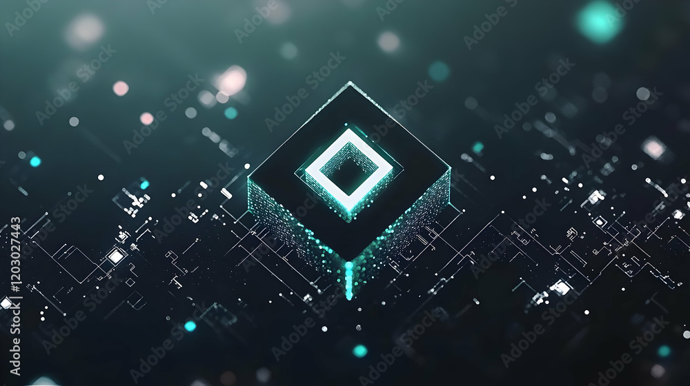 Poster glowing cube 3d abstract background