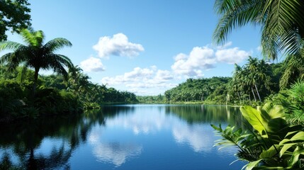 Obraz premium Tranquil Tropical Lake