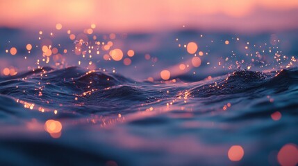 Sunset Glows Reflecting On Ocean Waves