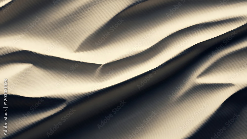 Poster abstract monochrome image of undulating fabric with shadows and highlights.