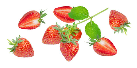 Red strawberry isolated on white background	