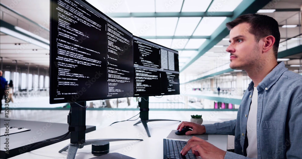 Poster Web Developer Coding On Computer
