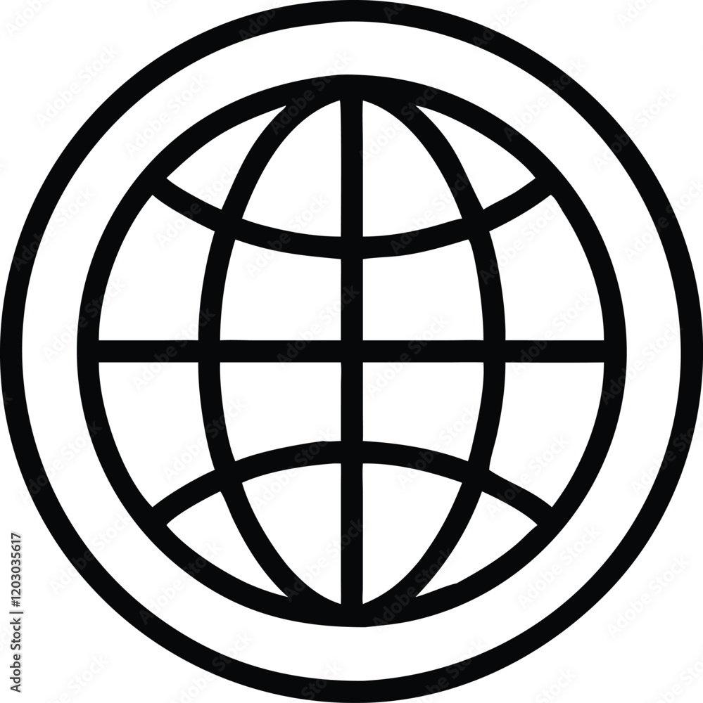 Poster website line icon. globe flat icon outline. web sign. vector illustration.