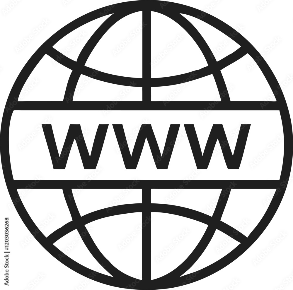 Aufkleber website line icon. globe flat icon with www outline. web sign. vector illustration.
