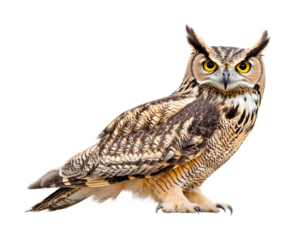 Eagle owl on a transparent background. isolated background.