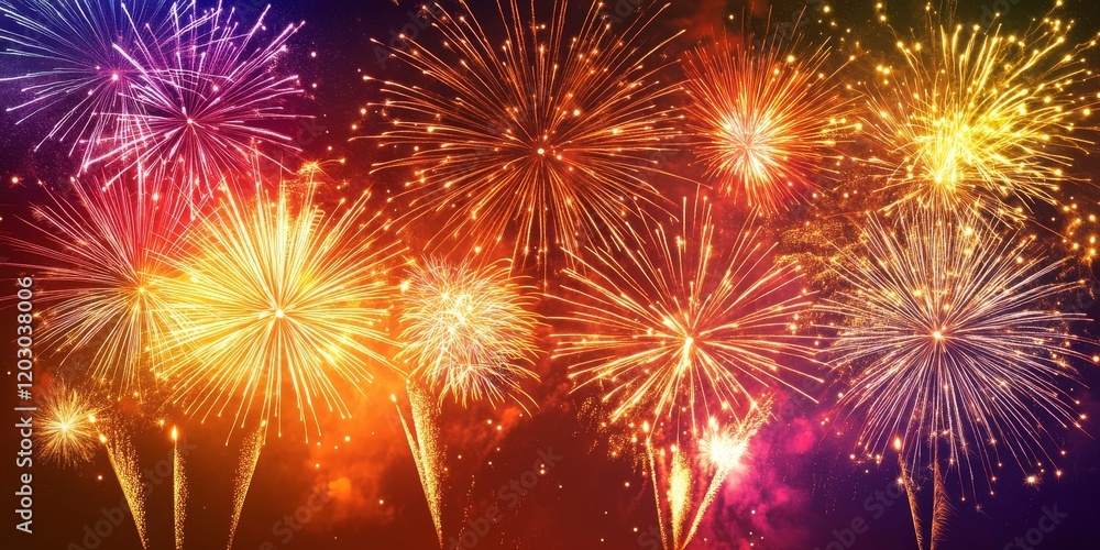 Poster stunning fireworks illuminate the night sky, creating a mesmerizing display during the vibrant diwal
