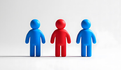 Leadership and Teamwork Concept with Red and Blue Figures in Suits