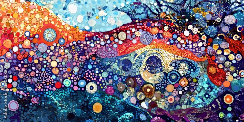 Poster Lively digital artwork featuring immaculate mosaic designs that are pixel perfect and exceptionally vibrant, showcasing intricate and colorful patterns throughout the piece.