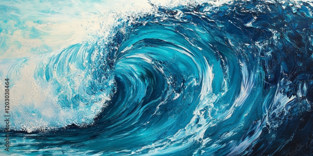Leinwandbilder inside the blue ocean wave, experience the mesmerizing beauty and dynamic movement of the blue ocean