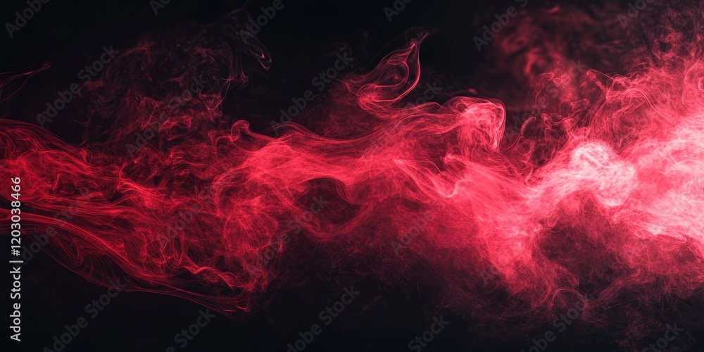Poster dynamic red smoke swirling on a black background creates a striking visual effect. this motion of re