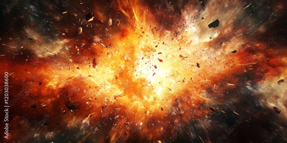 Leinwandbilder abstract background featuring an explosion and flying debris, illustrating a powerful energy concept