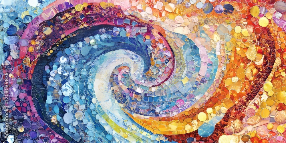Aufkleber Lively digital artwork featuring immaculate mosaic designs that are pixel perfect and exceptionally vibrant, showcasing intricate and colorful patterns throughout the piece.