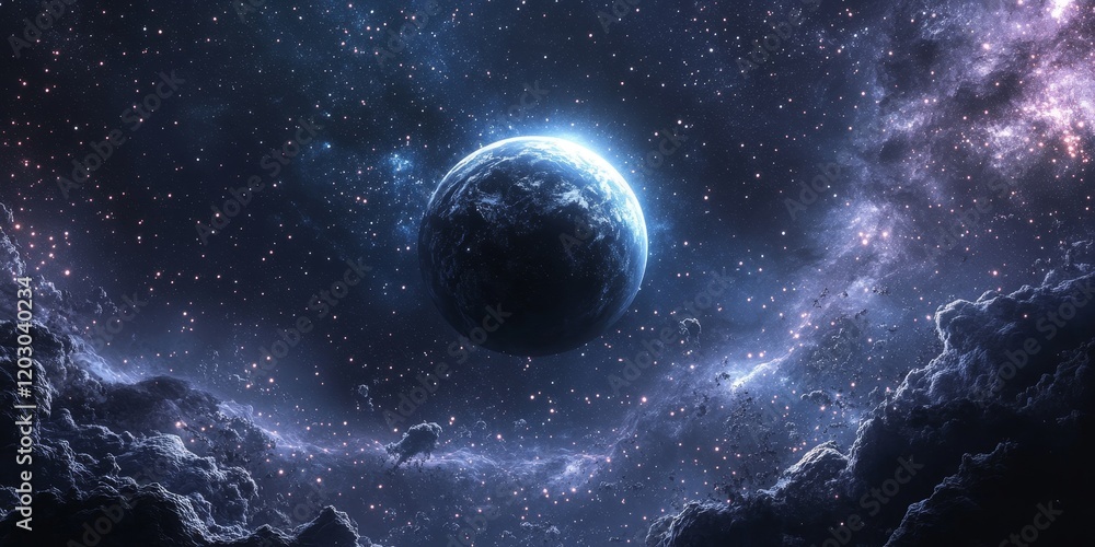 Poster stunning background of space featuring countless stars, creating a mesmerizing scene that showcases 