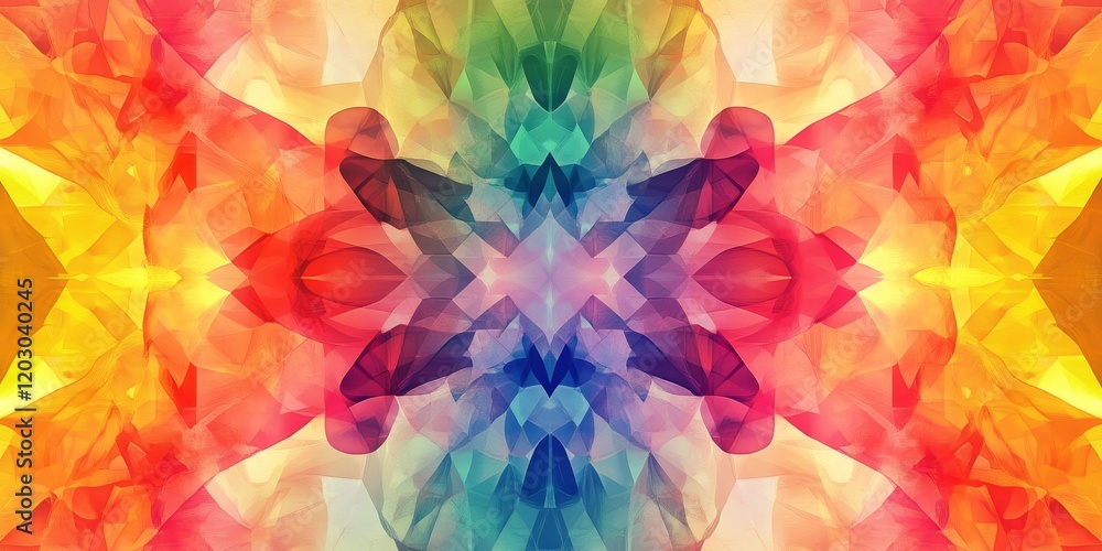 Aufkleber A vibrant, kaleidoscopic backdrop created through computer generation, showcasing an eco themed design, combines colors and patterns for an engaging visual experience.