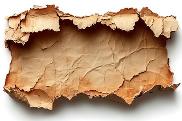 Old torn brown paper texture isolated on white background, Save clipping path.
