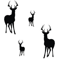 Naklejka premium Deer Silhouette, Deer Vector Silhouette, Deer cartoon Silhouette, Deer illustration, Deer icon Silhouette, Deer Silhouette illustration