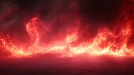 Fototapeta premium Fiery Waves Crashing Over a Crimson Sea