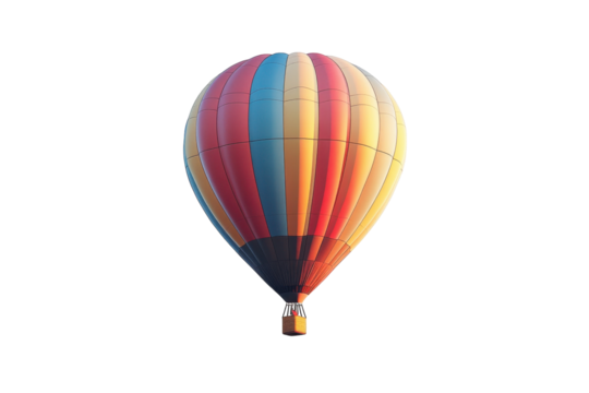 Colorful hot air balloon floating in the clear sky during a serene morning