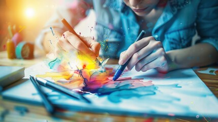Naklejka premium Fluid Creativity: The art of adapting creative concepts quickly and efficiently, responding to new challenges or evolving needs with innovative flexibility. 
