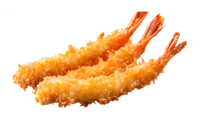 Ebi fry (Japanese breaded and fried shrimp) isolated on a transparent background