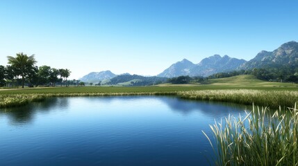 Serene Lake Mountain Landscape