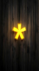 Glowing Asterisk on Wood Background Illustration