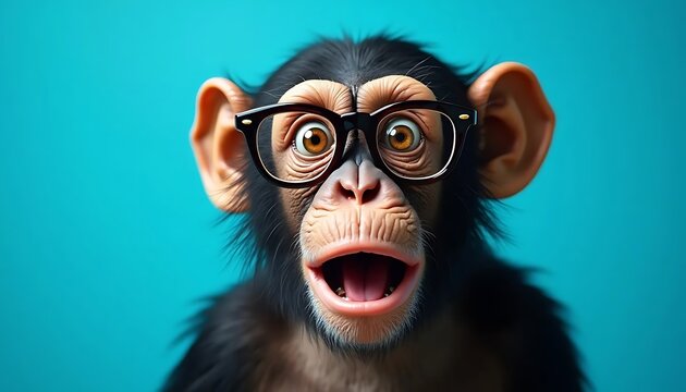 Surprised Chimpanzee Wearing Glasses