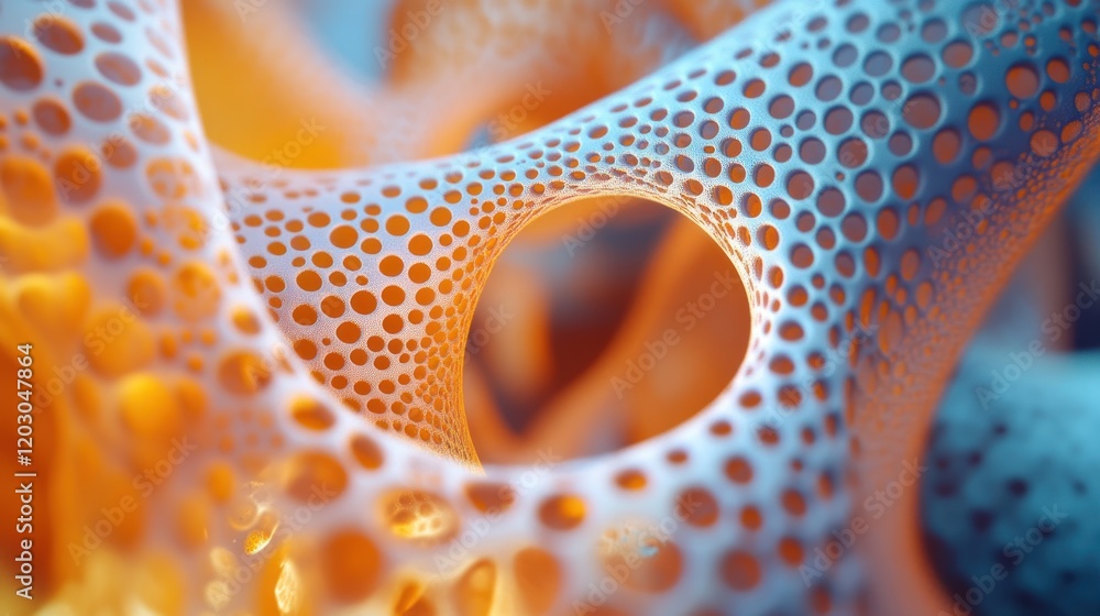 Poster abstract orange and blue cellular structure